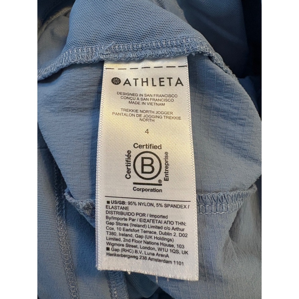 Athleta Trekkie North Jogger Pants Blue Size 4 Nylon Spandex Zip Pockets - Picture 6 of 7